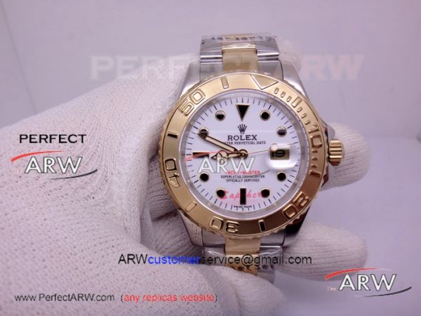Perfect Replica Rolex 2-Tone Yachtmaster White Dial Watch